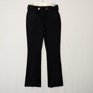 CACHE Black Low-Rise Stretch Cotton Front Zip Casual Career Pants; Size 4